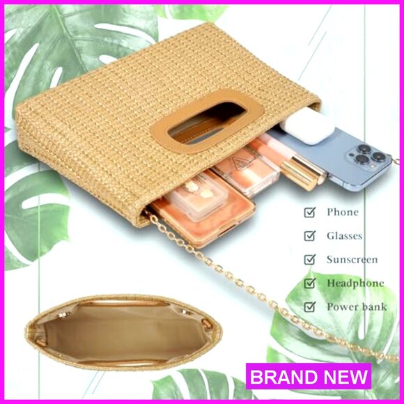 Top Handle Clutch Handbag Elegant Evening Purse with Gold Chain Adjustable Strap - Picture 6 of 8